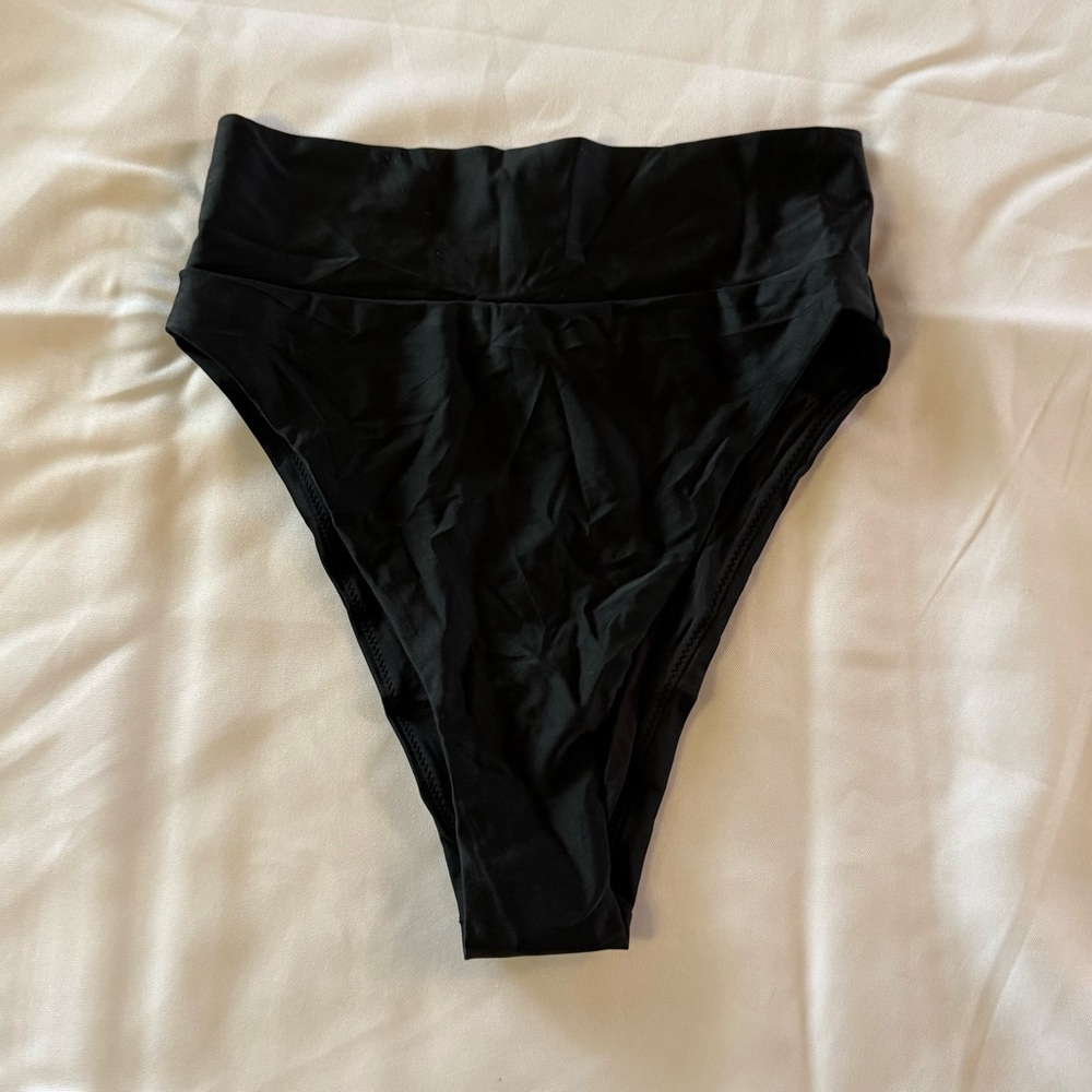 NWT Aerie Black High Cut Cheeky Bikini Bottom Size S - Picture 3 of 9